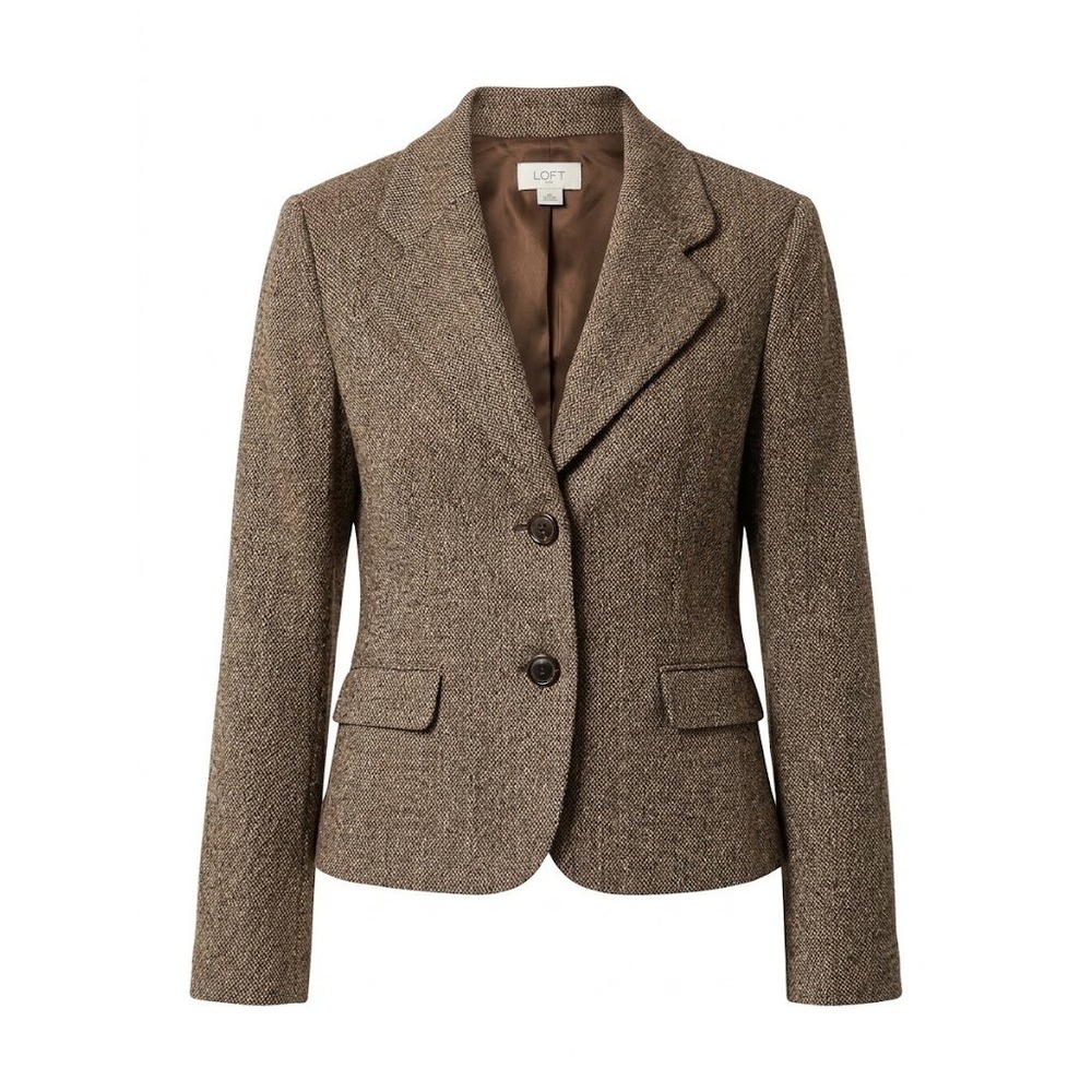 Ann Taylor Loft Tweed Jacket Womens 10 Brown Blazer Dark Academia Professorcore